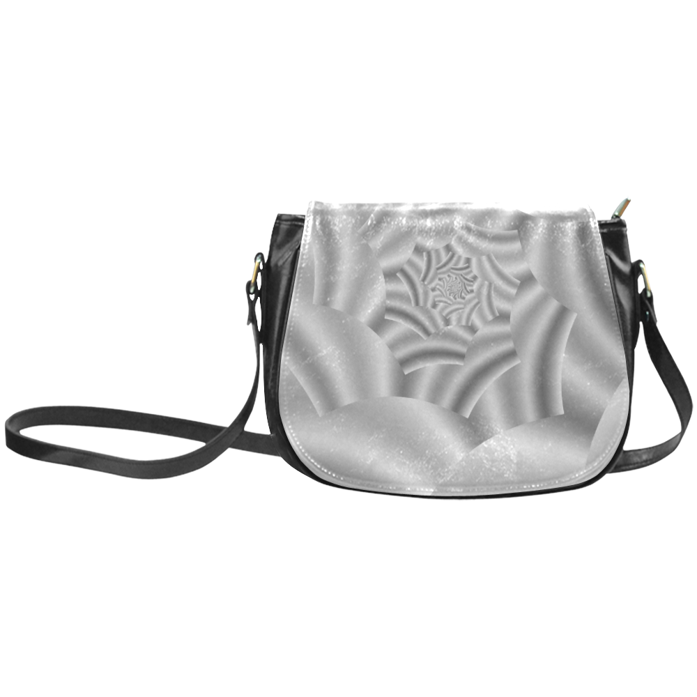 Silver Shimmering Rose Spiral Classic Saddle Bag/Small (Model 1648)