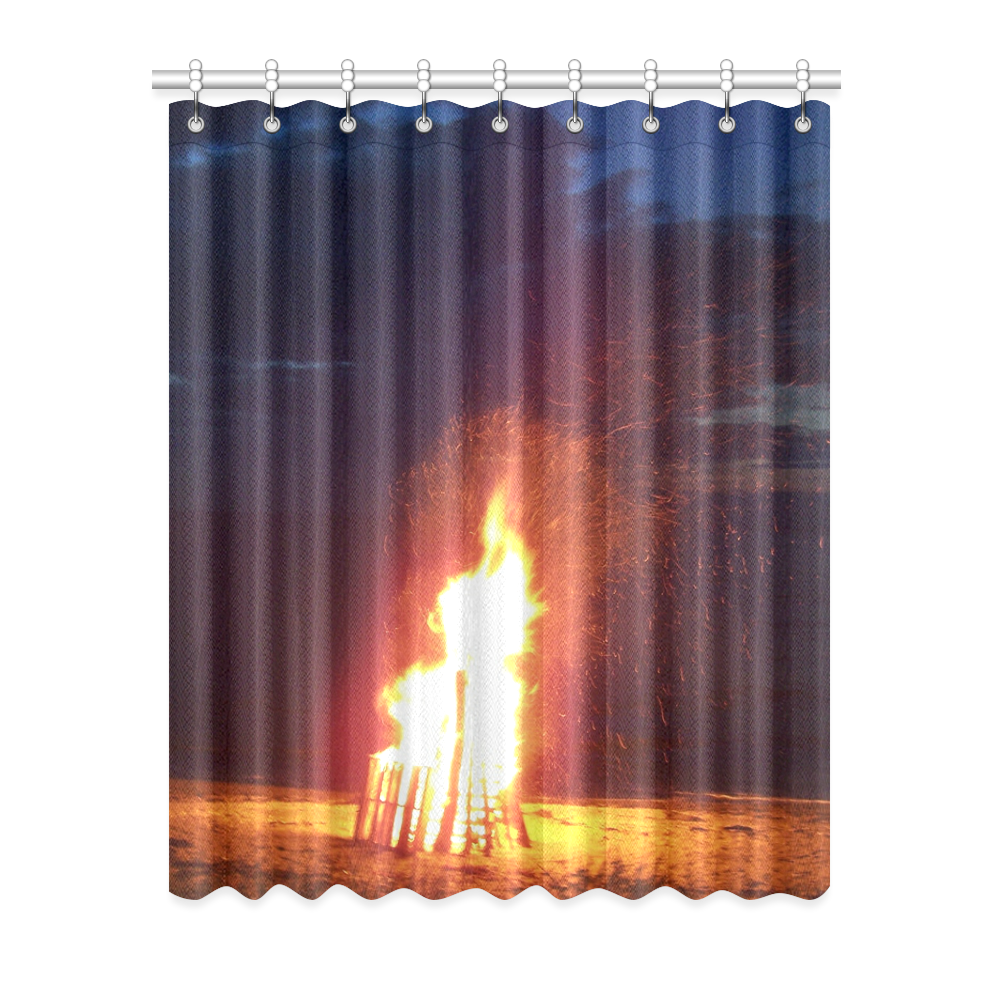 Beach Bonfire Blazing Window Curtain 52" x 63"(One Piece)
