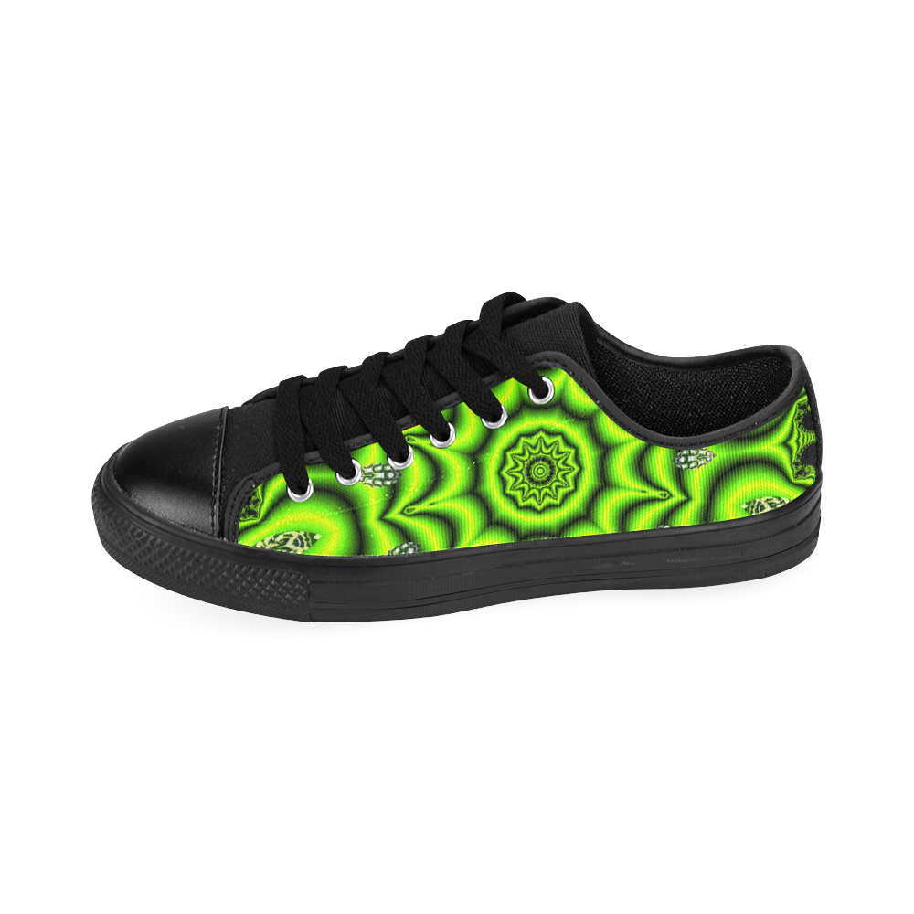 Spring Lime Green Garden Mandala, Abstract Spirals Men's Classic Canvas Shoes/Large Size (Model 018)