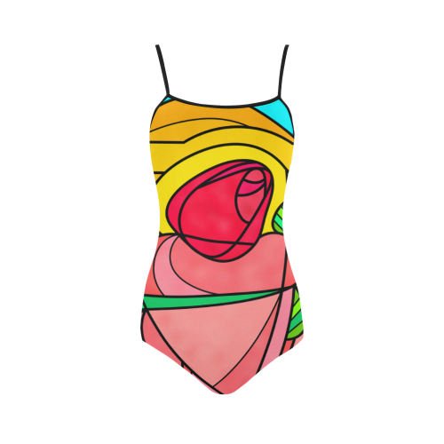 Art Nouveau - Deco Rosebud by ArtformDesigns Strap Swimsuit ( Model S05)