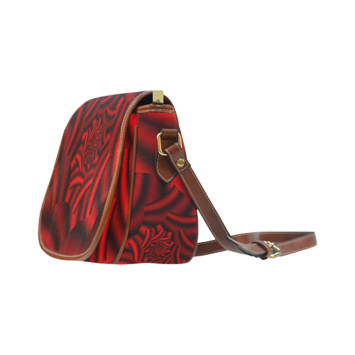Shimmering  Metallic Red Rose Spiral Saddle Bag/Small (Model 1649) Full Customization