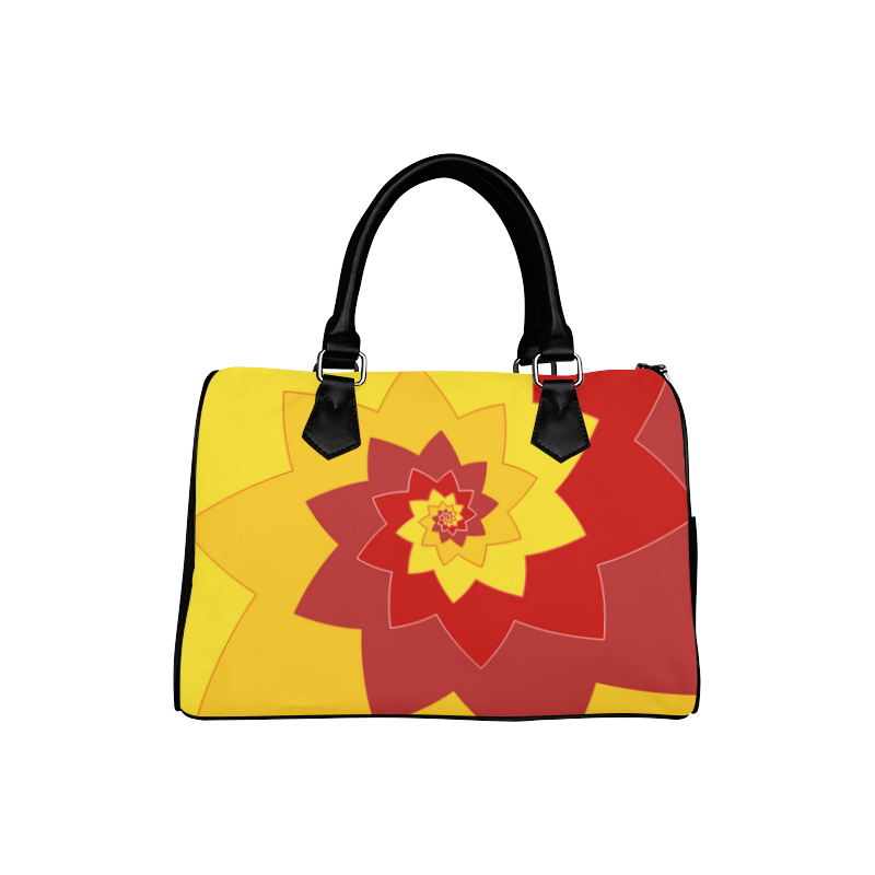 Flower Blossom Spiral Design  Red Yellow Boston Handbag (Model 1621)