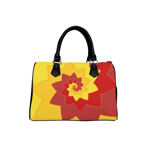 Flower Blossom Spiral Design  Red Yellow Boston Handbag (Model 1621)