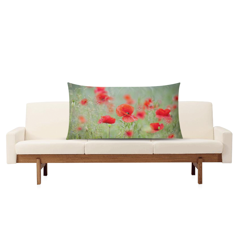 Poppies Flowers Rectangle Pillow Case 20"x36"(Twin Sides)