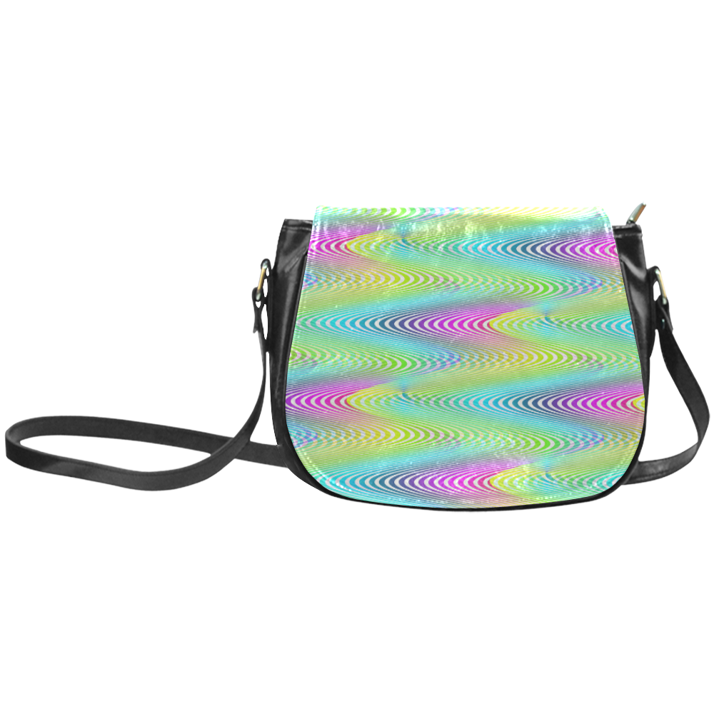 NEON colored WAVES STRIPES pattern Classic Saddle Bag/Small (Model 1648)