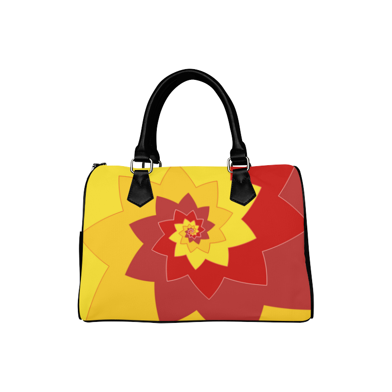Flower Blossom Spiral Design  Red Yellow Boston Handbag (Model 1621)