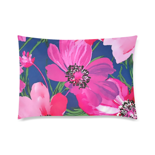Pink Flowers Custom Zippered Pillow Case 20"x30"(Twin Sides)