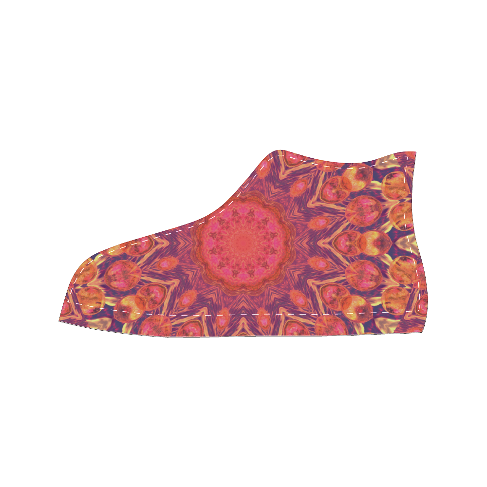 Sunburst, Abstract Peach Cream Orange Star Quilt Men’s Classic High Top Canvas Shoes (Model 017)