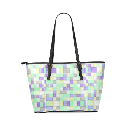 Squares Leather Tote Bag/Large (Model 1640)