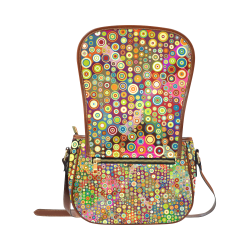 Multicolored RETRO POLKA DOTS pattern Saddle Bag/Large (Model 1649)