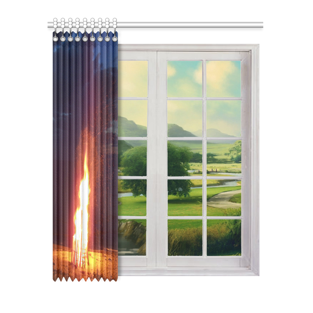 Beach Bonfire Blazing Window Curtain 52" x 63"(One Piece)