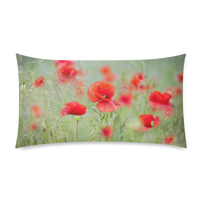 Poppies Flowers Rectangle Pillow Case 20"x36"(Twin Sides)