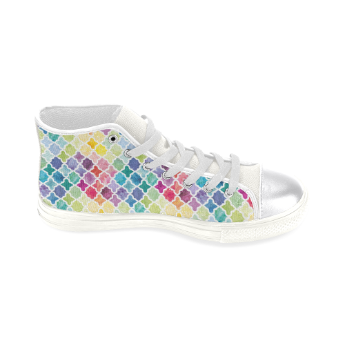 watercolor pattern Women's Classic High Top Canvas Shoes (Model 017)