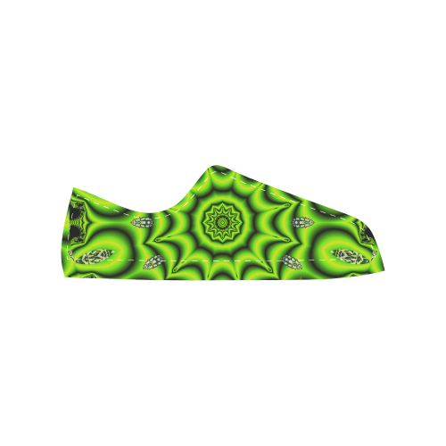 Spring Lime Green Garden Mandala, Abstract Spirals Men's Classic Canvas Shoes (Model 018)