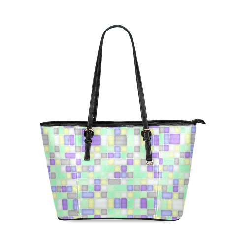 Squares Leather Tote Bag/Large (Model 1640)
