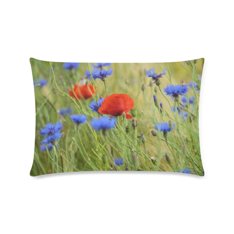 Poppies Flowers Custom Rectangle Pillow Case 16"x24" (one side)