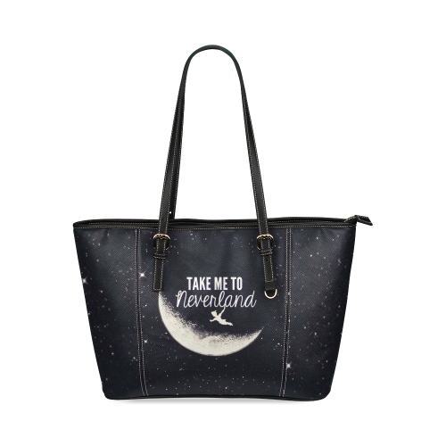 Peter Pan take me to Neverland Leather Tote Bag/Large (Model 1640)