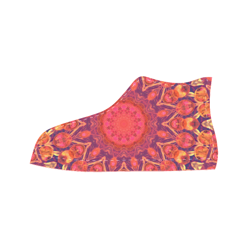Sunburst, Abstract Peach Cream Orange Star Quilt Men’s Classic High Top Canvas Shoes /Large Size (Model 017)
