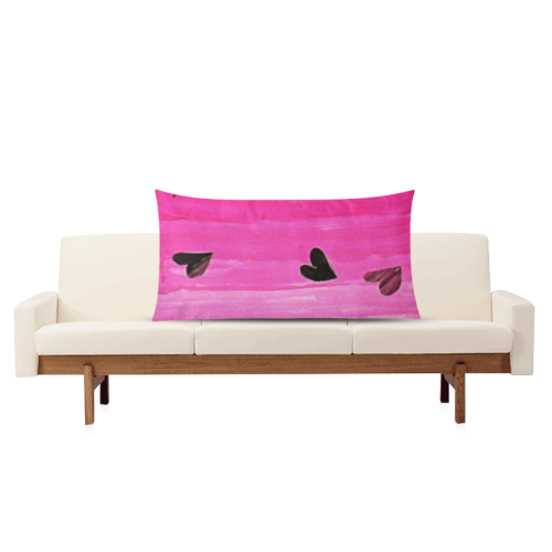 Pink Live Hearts Rectangle Pillow Case 20"x36"(Twin Sides)
