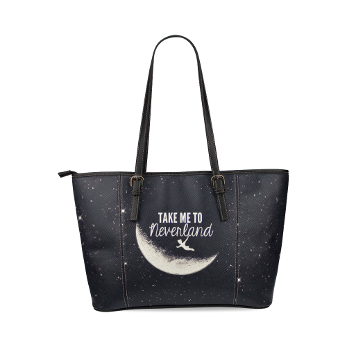 Peter Pan take me to Neverland Leather Tote Bag/Large (Model 1640)