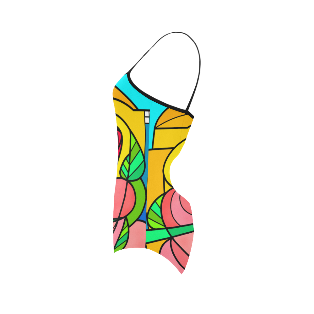Art Nouveau - Deco Rosebud by ArtformDesigns Strap Swimsuit ( Model S05)