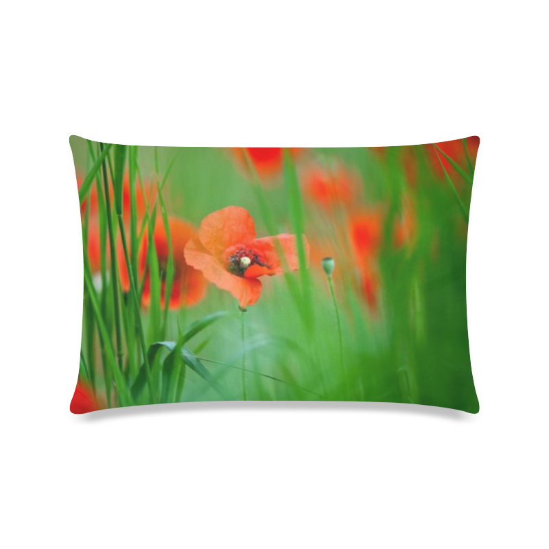 Poppies Flowers Custom Zippered Pillow Case 16"x24"(Twin Sides)