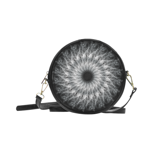 white swirl mandala round messenger bag Round Sling Bag (Model 1647)