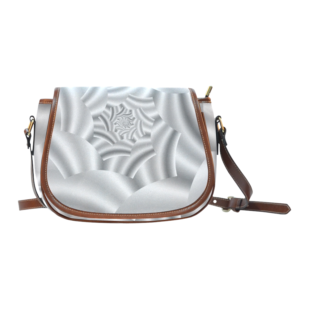 Silver Shimmering Rose Spiral Saddle Bag/Large (Model 1649)