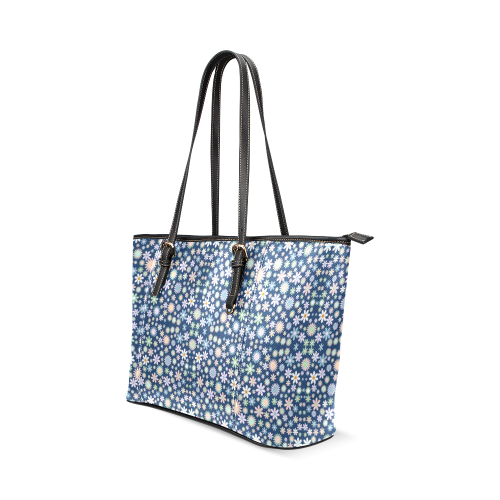 Flowers Leather Tote Bag/Large (Model 1640)