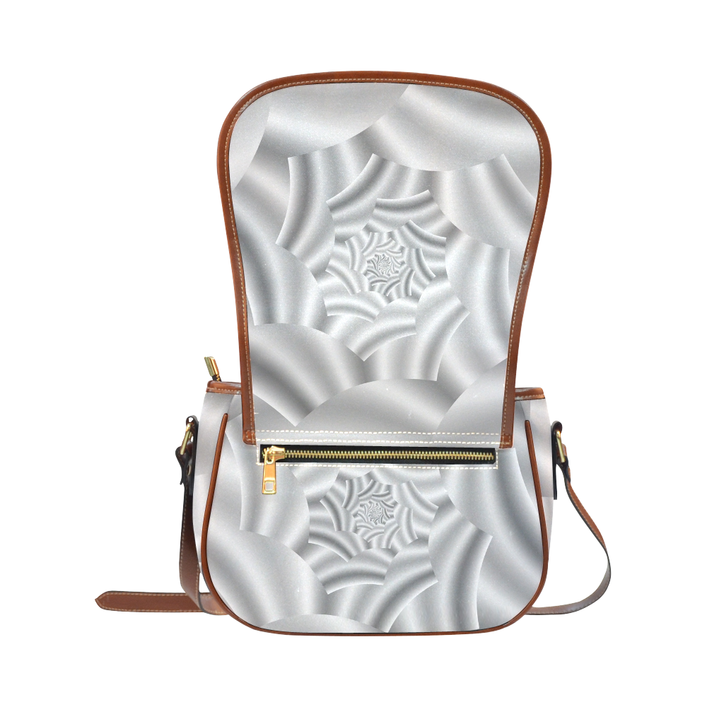Silver Shimmering Rose Spiral Saddle Bag/Large (Model 1649)