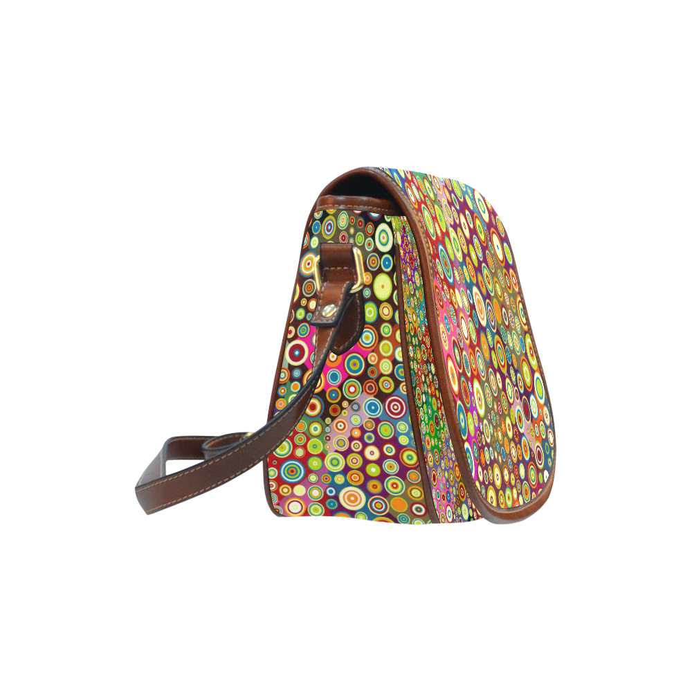 Multicolored RETRO POLKA DOTS pattern Saddle Bag/Small (Model 1649) Full Customization