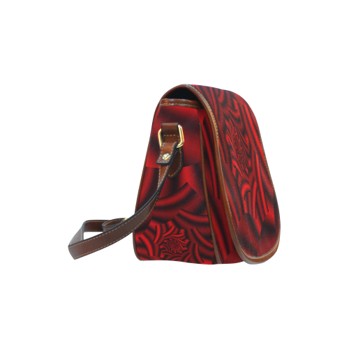 Shimmering  Metallic Red Rose Spiral Saddle Bag/Small (Model 1649) Full Customization