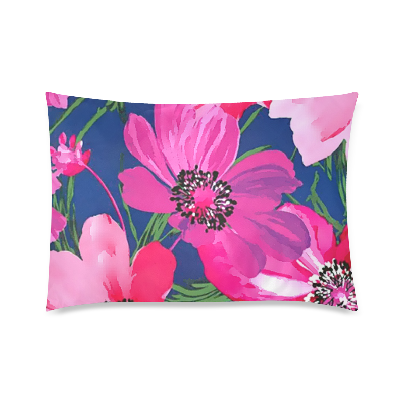Pink Flowers Custom Zippered Pillow Case 20"x30"(Twin Sides)