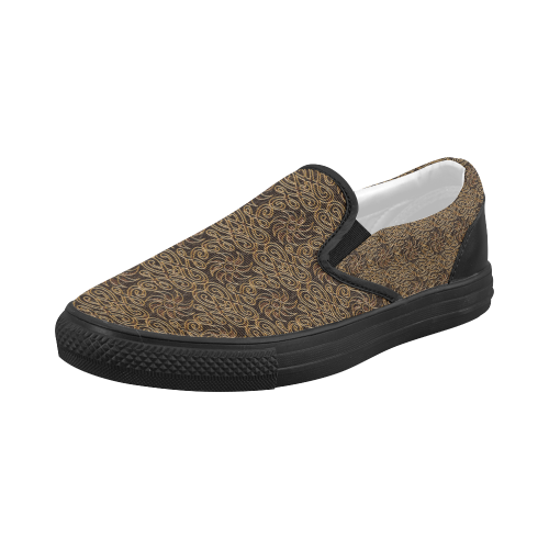 Leather-Look Ornament Women's Slip-on Canvas Shoes (Model 019)