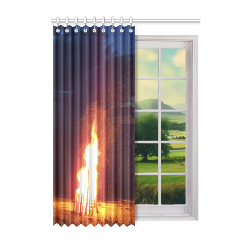 Beach Bonfire Blazing Window Curtain 52" x 72"(One Piece)