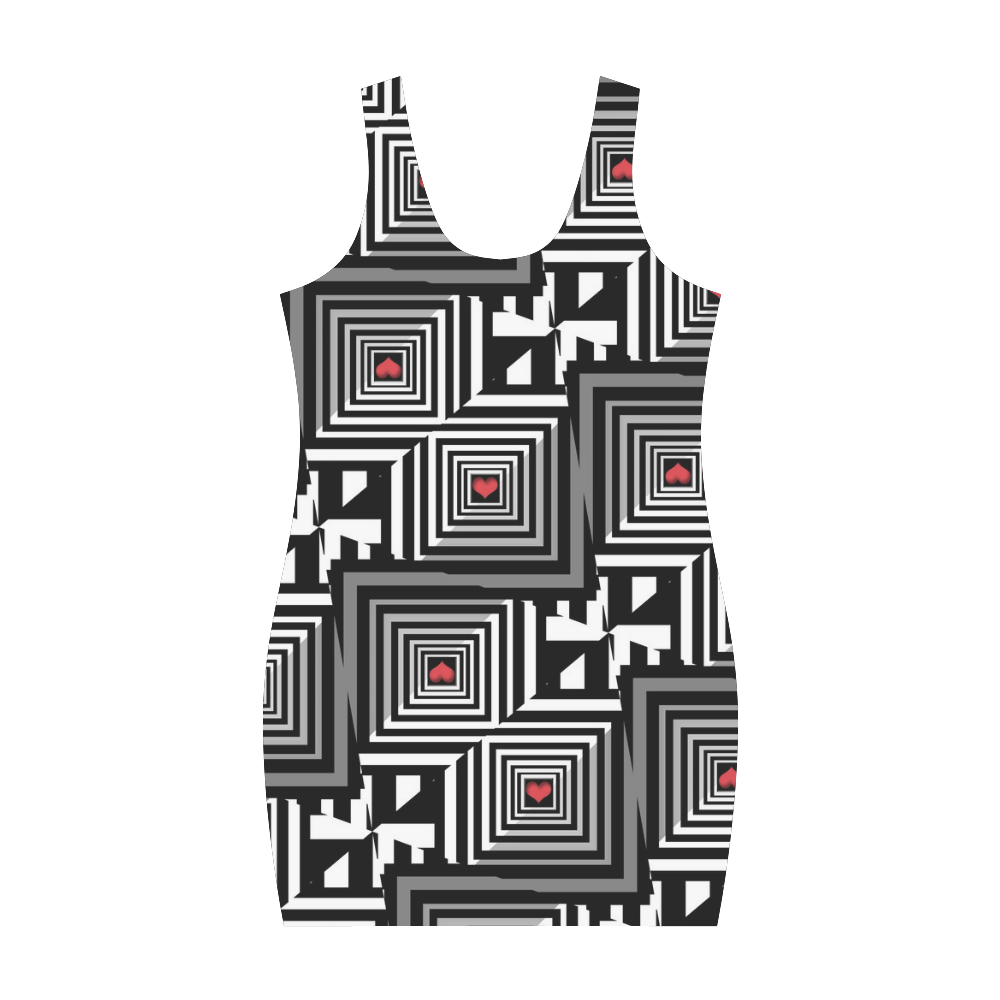 OP Art mit Herzen Medea Vest Dress (Model D06)