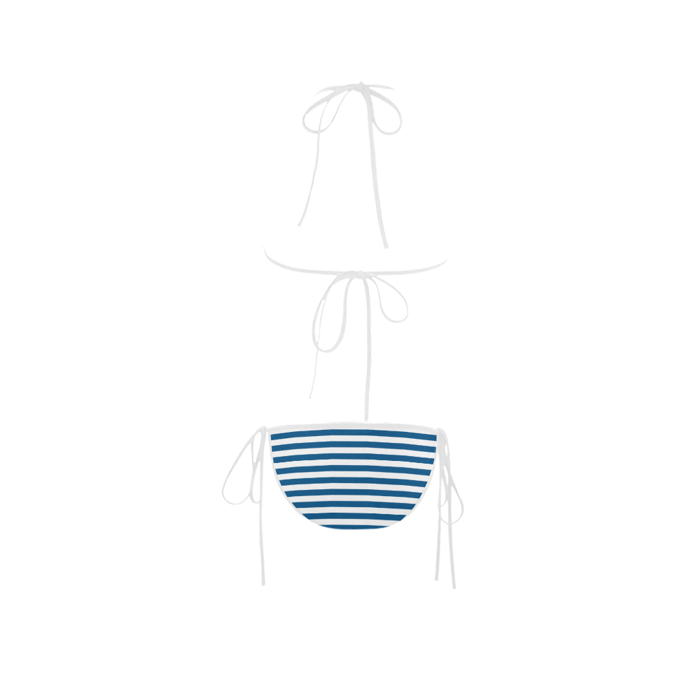 Bikini, Blue & White Stripes Custom Bikini Swimsuit