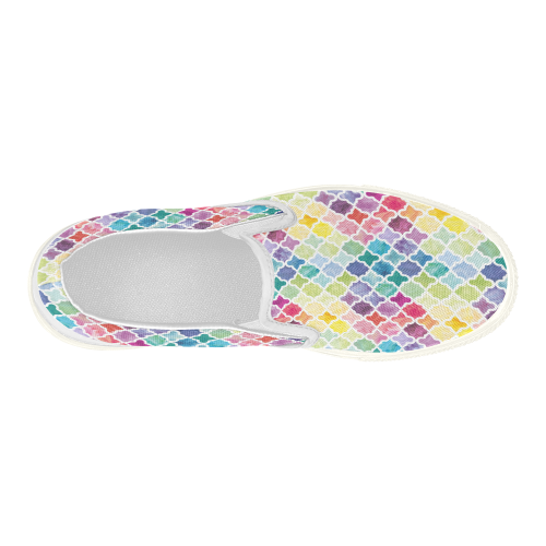 watercolor pattern Women's Slip-on Canvas Shoes (Model 019)