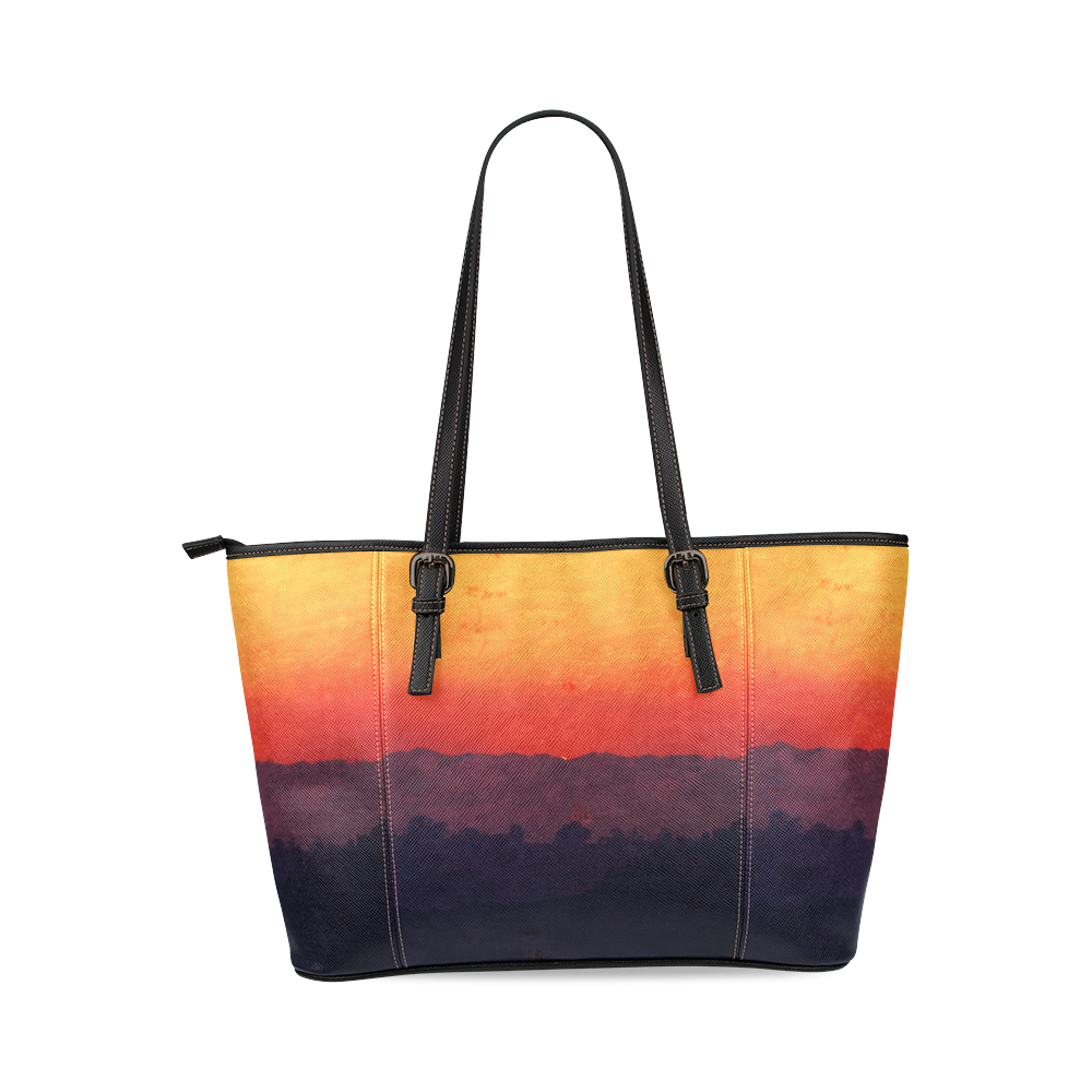 Five Shades of Sunset Leather Tote Bag/Large (Model 1640)