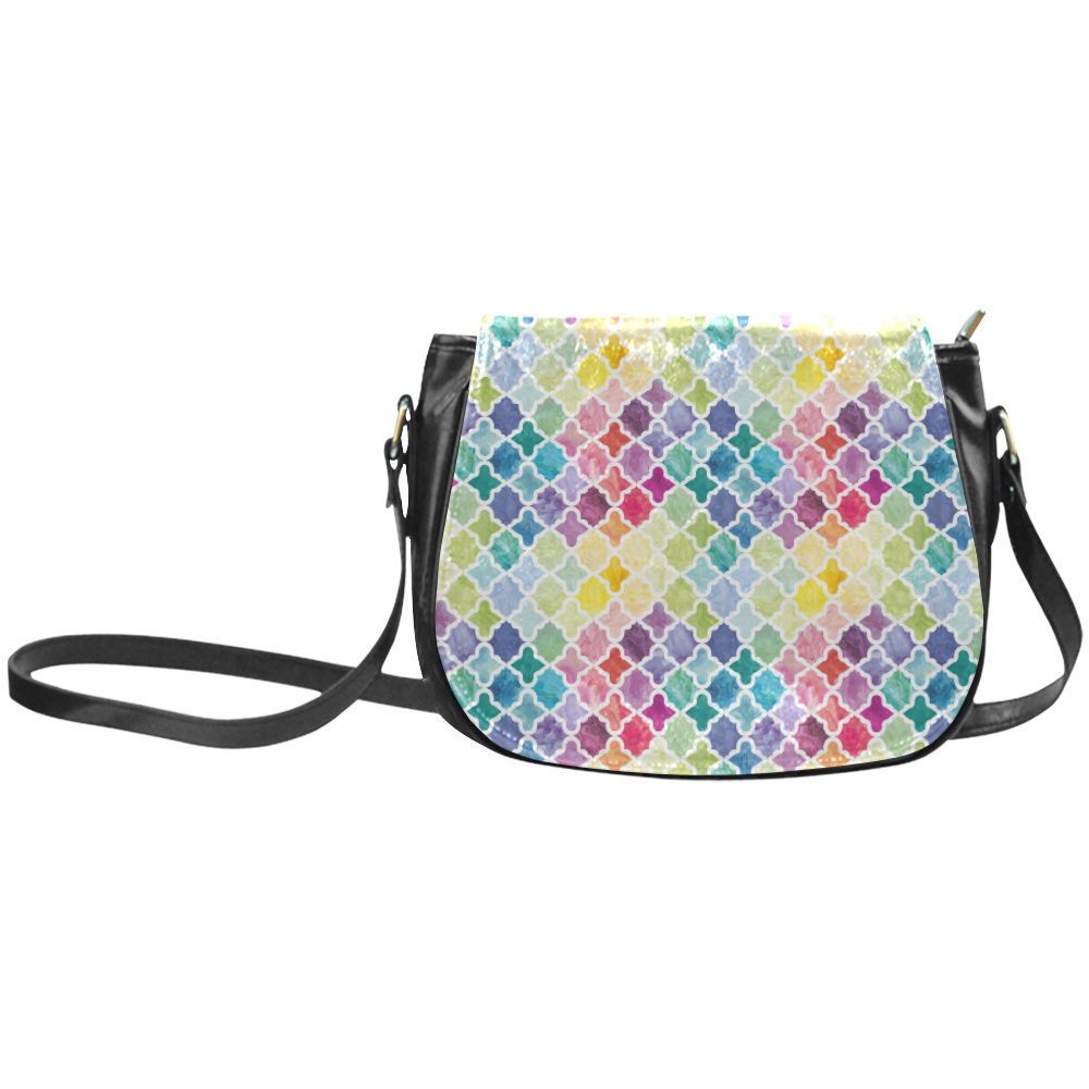 watercolor pattern Classic Saddle Bag/Small (Model 1648)