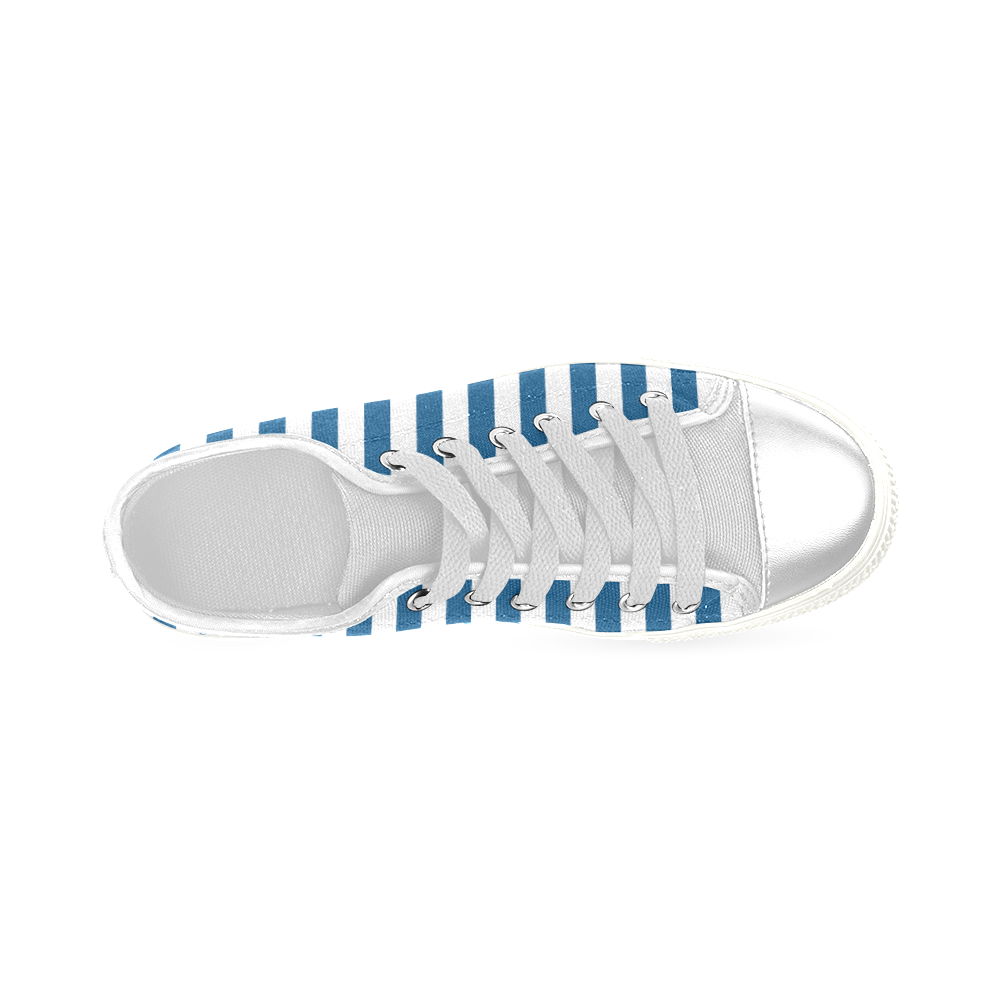 Blue & White Striped Women's Classic Canvas Shoes (Model 018)