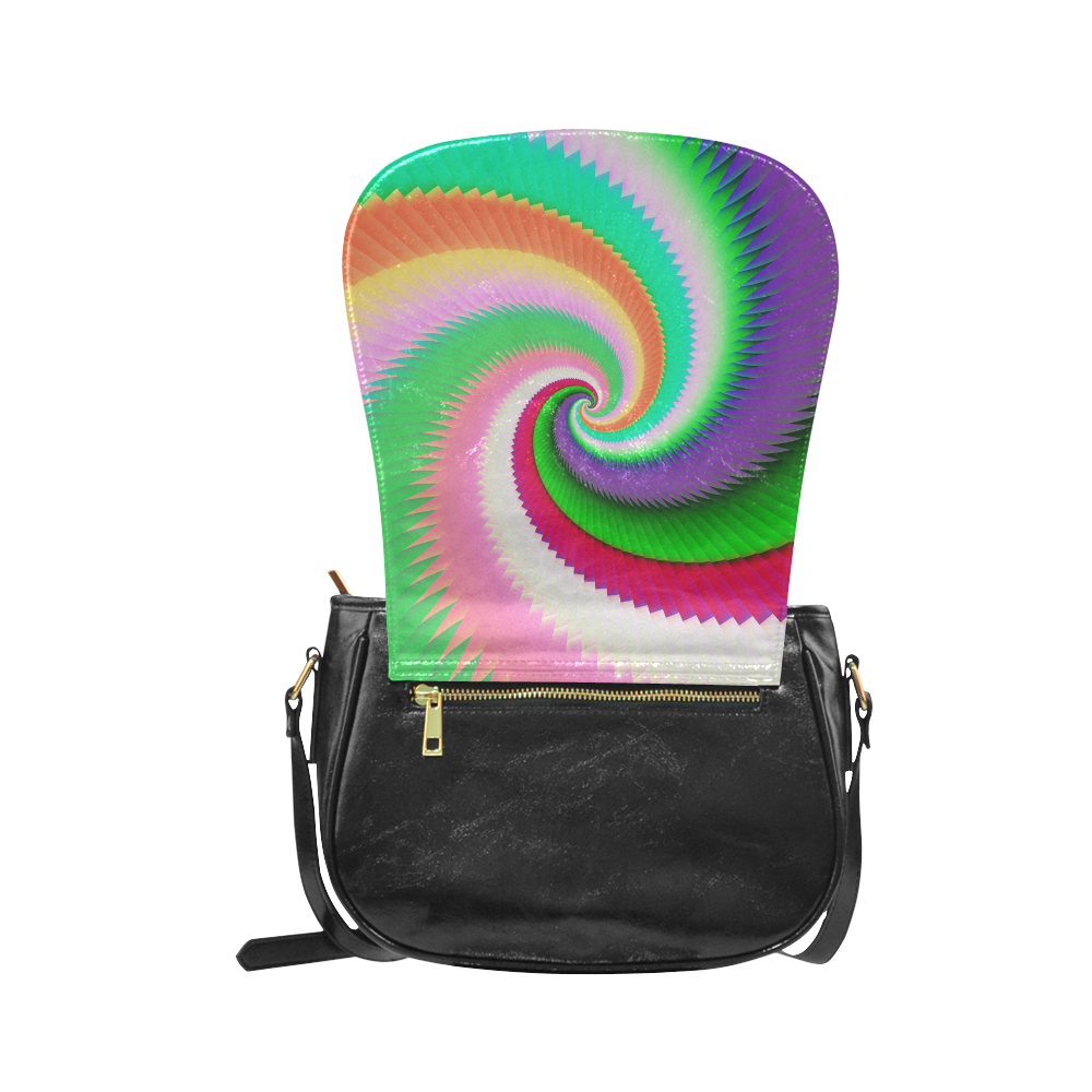 Colorful Spiral Dragon Scales Classic Saddle Bag/Small (Model 1648)