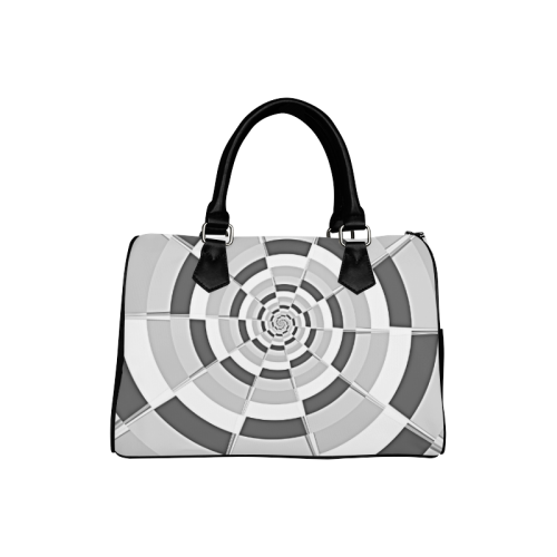 Crazy Dart Black and White Spiral Boston Handbag (Model 1621)