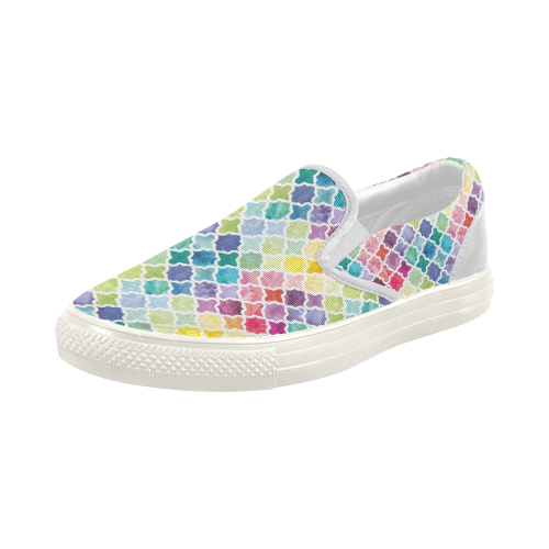 watercolor pattern Women's Slip-on Canvas Shoes (Model 019)