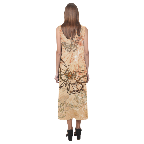 Wonderful butterflies Phaedra Sleeveless Open Fork Long Dress (Model D08)