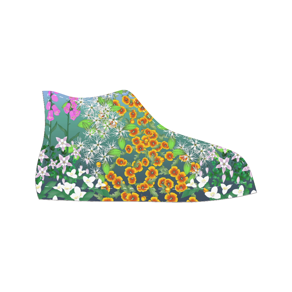 California Wildflowers by Aleta Men’s Classic High Top Canvas Shoes /Large Size (Model 017)