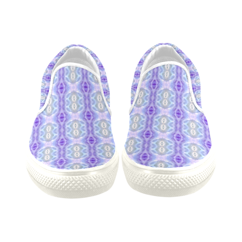 Light Blue Purple White Girly Pattern Women's Unusual Slip-on Canvas Shoes (Model 019)
