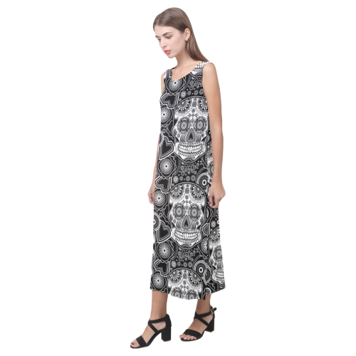 sugar skull Phaedra Sleeveless Open Fork Long Dress (Model D08)