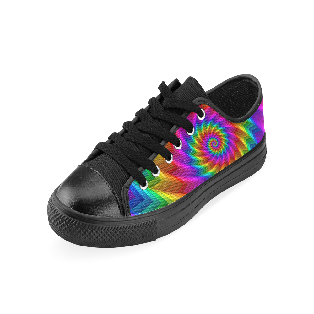 Psychedelic Rainbow Spiral Men's Classic Canvas Shoes/Large Size (Model 018)
