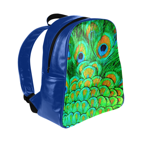 Peacock Feathers Nature Art Multi-Pockets Backpack (Model 1636)